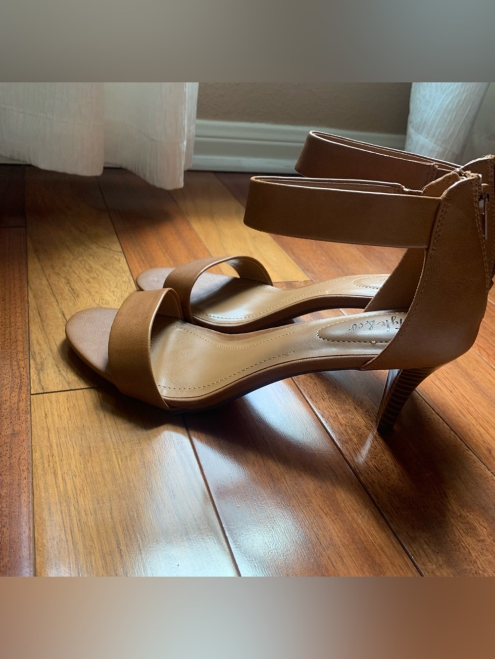 Style & Co. Tan Ankle-Strap zip back 3 inch Sandals - Picture 5 of 9